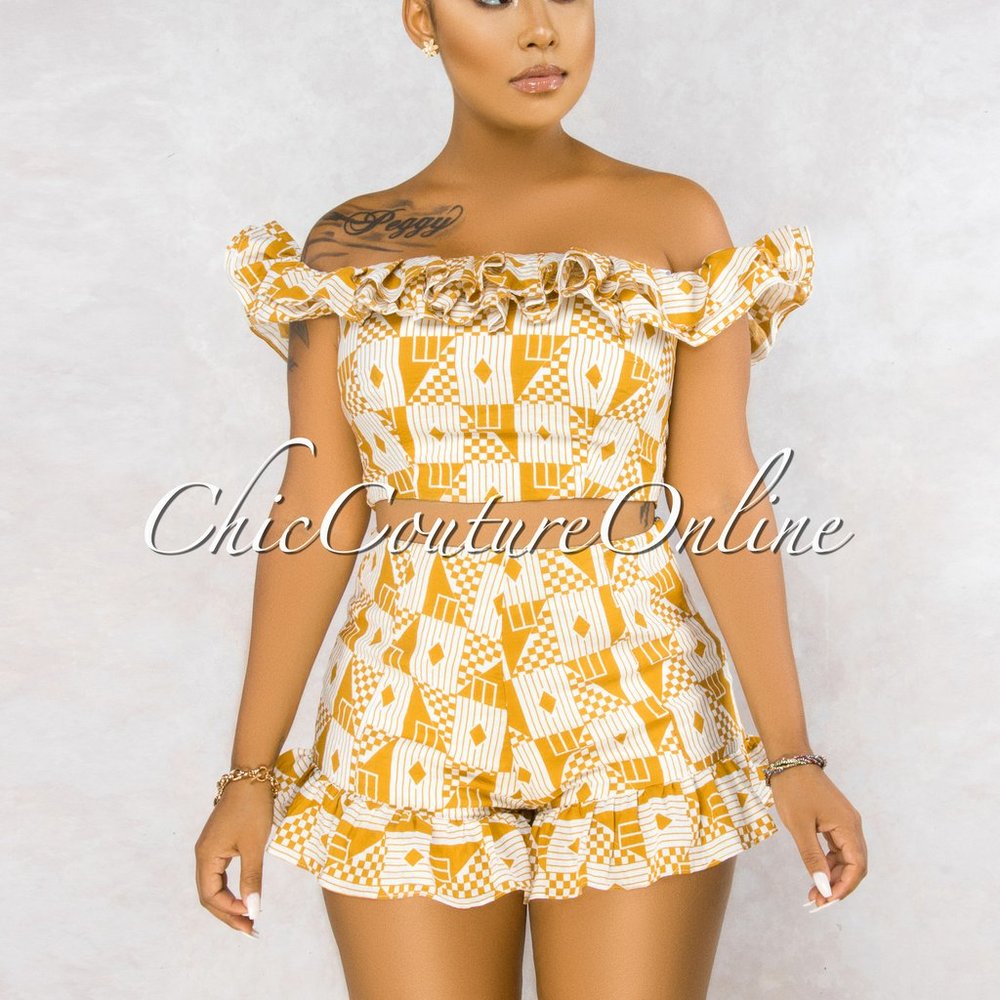 Two Piece Mustard Short Set